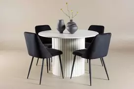 Venture Design Valgomojo komplektas Härön valgomojo stalas su naktinėmis kėdėmis 110 cm baltas juodas