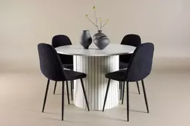 Venture Design Valgomojo komplektas Häron stalas su Polar kėdėmis 110 cm baltas juodas
