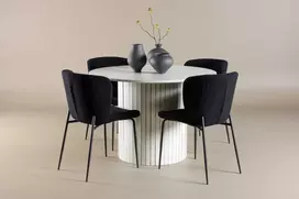 Venture Design Valgomojo komplektas Härön valgomojo stalas su Modesto valgomojo kėdė 110 cm balta juoda