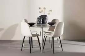 Venture Design Valgomojo komplektas Plaza valgomojo stalas su Polar kėdėmis 120 cm smėlio spalvos MDF