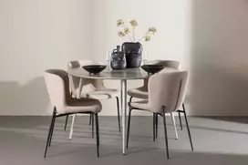 Venture Design Valgomojo komplektas Plaza stalas su Modesto kėdėmis 120 cm smėlio spalvos MDF
