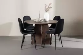 Venture Design Valgomojo komplektas Bootcut stalas su Polar kėdėmis 110 cm Moka juodas aksomas
