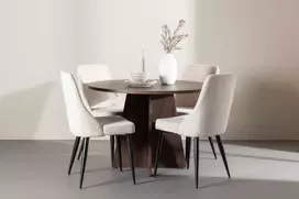 Venture Design Valgomojo komplektas Bootcut stalas su Leone kėdėmis 110 cm Mocha rusvai gelsvas