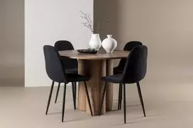 Venture Design Valgomojo komplektas Olivia valgomojo stalas ir Polar valgomojo kėdė 110 cm moka juoda