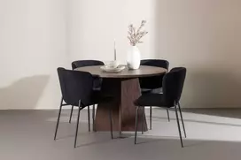 Venture Design Valgomojo komplektas Bootcut stalas su Modesto kėdėmis 110 cm Mocha poliesteris