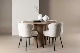 Venture Design Valgomojo komplektas Olivia stalas ir Agnes kėdės 110 cm moka balta