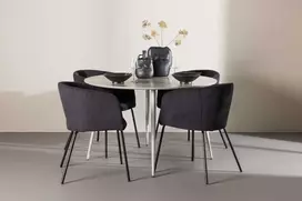 Venture Design Valgomojo komplektas Plaza stalas su Berit kėdėmis 120 cm, smėlio spalvos MDF