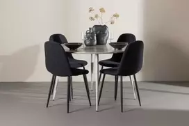 Venture Design Valgomojo komplektas Plaza stalas su Polar kėdėmis 120 cm, smėlio spalvos MDF