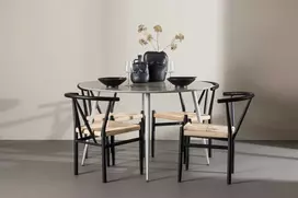 Venture Design Valgomojo komplektas Plaza stalas su Alfons kėdėmis 120 cm smėlio spalvos rotangas