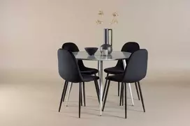 Venture Design Valgomojo komplektas Plaza stalas su Polar kėdėmis 100 cm pilkas MDF