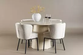 Venture Design Valgomojo komplektas Lanzo valgomojo stalas su Agnes valgomojo kėdė 120 cm balta