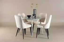 Venture Design Valgomojo komplektas Plaza valgomojo stalas su Leone valgomojo kėde 100 cm pilka ir smėlio spalvos MDF