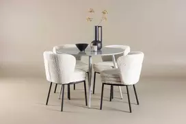 Venture Design Valgomojo komplektas Plaza stalas su Agnes kėdėmis 100 cm pilka balta