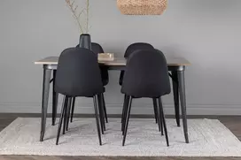 Venture Design Valgomojo stalo ir kėdžių komplektas Tempe valgomojo stalas ir Polar valgomojo kėdė 140x80 cm juoda