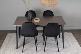 Venture Design Valgomojo stalo ir kėdžių komplektas Tempe valgomojo stalas ir Polar valgomojo kėdė 140x80 cm juoda