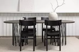 Venture Design Valgomojo komplektas Ovalus valgomojo stalas ir Montros valgomojo kėdė 220x100 cm Juoda