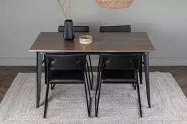 Venture Design Valgomojo stalas ir kėdžių komplektas Tempe valgomojo stalas ir Kenth kėdė 140x80 cm juoda