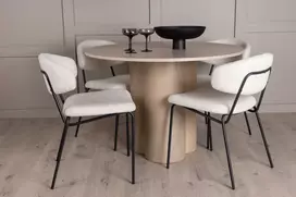 Venture Design Valgomojo stalo ir kėdžių komplektas Olivia valgomojo stalas ir Chico valgomojo kėdė balta ir juoda
