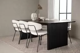 Venture Design Valgomojo stalas ir kėdžių komplektas Vail ir Chico juoda ir balta MDF ir plienas