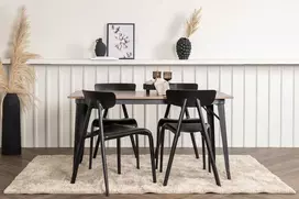 Venture Design Valgomojo stalas ir kėdžių komplektas Tempe valgomojo stalas ir Ursholmen valgomojo kėdė Juodas MDF Metalas Polipropilenas