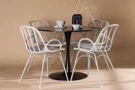 Venture Design Valgomojo stalas ir kėdžių komplektas 100 cm juodos spalvos greige