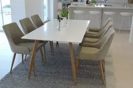 Venture Design Valgomojo stalas ir kėdžių komplektas 180x90x75 cm šviesiai pilkas