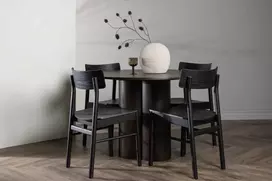Venture Design Valgomojo stalo ir kėdžių komplektas Olivia valgomojo stalas ir Montros valgomojo kėdė 110 cm ruda