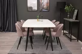 Venture Design Valgomojo stalas ir valgomojo kėdės 240x100x75 cm Rožinė Juoda
