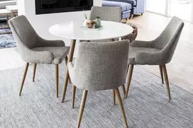 Venture Design Valgomojo stalas ir kėdžių komplektas Polar ir Plaza 90x75 cm šviesiai pilka