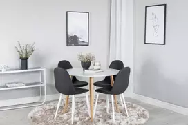 Venture Design Valgomojo stalo ir kėdžių komplektas Plaza 100x75 cm, balta medžiaga