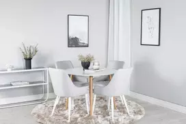 Venture Design Valgomojo stalas ir kėdžių komplektas Plaza 100x75 cm, balta medžiaga