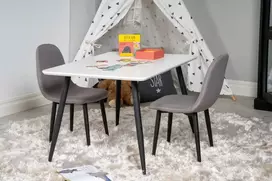 Venture Design Valgomojo stalas ir kėdžių komplektas Polar 80x60 cm Balta Pilka