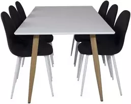 Venture Design Valgomojo stalas ir kėdžių komplektas Polar 180x90x75 cm, balta medžiaga