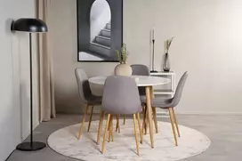 Venture Design Valgomojo komplektas Plaza apvalus valgomojo stalas 100x75 cm pilkas