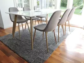 Venture Design Valgomojo stalas ir kėdžių komplektas Polar 180x90x75 cm Pilka