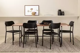 Venture Design Valgomojo stalas ir kėdžių komplektas Uno 200x90x74 cm Juodasis riešutas Metalas