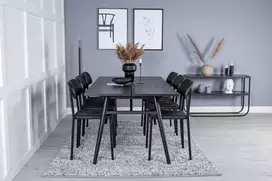 Venture Design Valgomojo stalas ir kėdžių komplektas 190x95 cm juodas