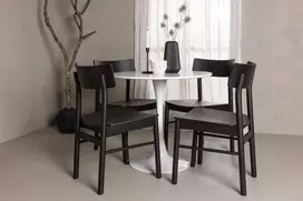 Venture Design Valgomojo komplektas Hamden valgomojo stalas ir Montros valgomojo kėdė 80x75 cm balta