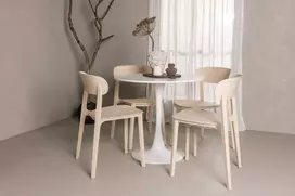 Venture Design Valgomojo stalo ir kėdžių komplektas Hamden 80x75 cm baltas medienos ir plastiko kompozitas