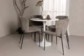Venture Design Valgomojo komplektas Hamden valgomojo stalas ir Modesto kėdės 80x75 cm Balta Pilka