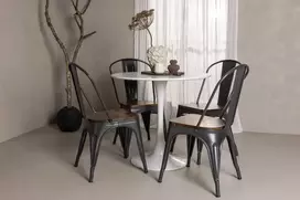 Venture Design Valgomojo komplektas Hamden valgomojo stalas ir Tempe kėdės 80x75 cm balta ir tamsiai pilka