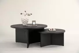 Venture Design Kavos staliukų rinkinys Saltö 65x85 cm Juodas MDF