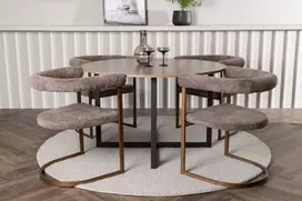 Venture Design Valgomojo stalo ir kėdžių komplektas Durango ir Morning 120 cm Juodasis riešutas MDF Plienas