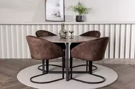 Venture Design Valgomojo komplektas Durango valgomojo stalas ir Evening valgomojo kėdė 120 cm juoda ruda