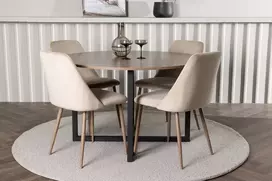 Venture Design Valgomojo stalo ir kėdžių komplektas Durango Night 120 cm juoda ruda