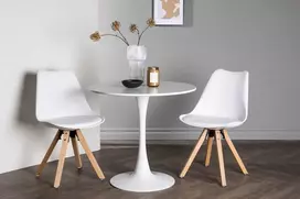 Venture Design Valgomojo stalo ir kėdžių komplektas Hamden valgomojo stalas ir Zeno valgomojo kėdė 60 cm balto medžio valgomojo baldai
