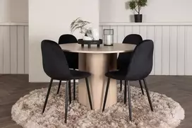 Venture Design Valgomojo stalas ir kėdžių komplektas Olivia balta juoda