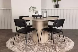 Venture Design Valgomojo stalo ir kėdžių komplektas Olivia valgomojo stalas ir Kenth kėdė balta juoda