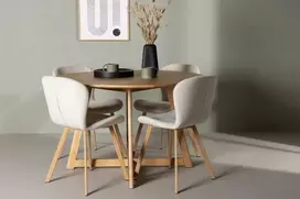 Venture Design Valgomojo komplektas Yakidon Lilja ąžuolo imitacijos, smėlio spalvos audinys