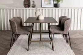 Venture Design Valgomojo stalas ir kėdžių komplektas Kaseidon ir Modesto 80x120 cm rudos ir pilkos spalvos MDF ir kaučiukmedžio